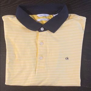 Calvin Klein liquid touch yellow striped polo.
